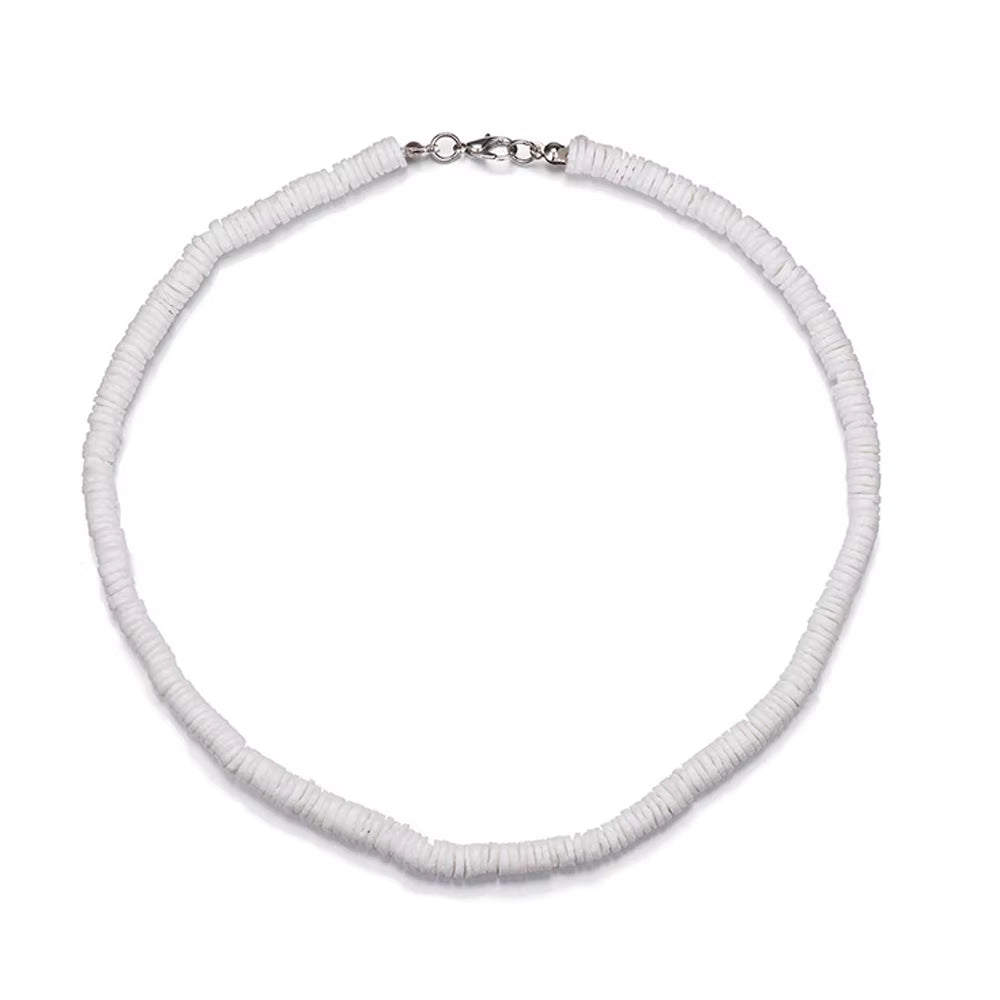 Boho Shell Necklaces, Puka Shell Necklace for Men Women Seashell Choker Necklace Smooth Shell Chip Summer Beach Necklace