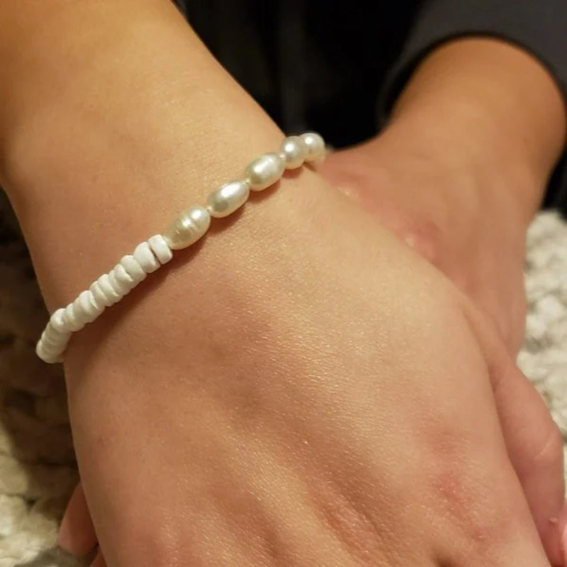 Genuine Puka Shell & Pearl Bracelet