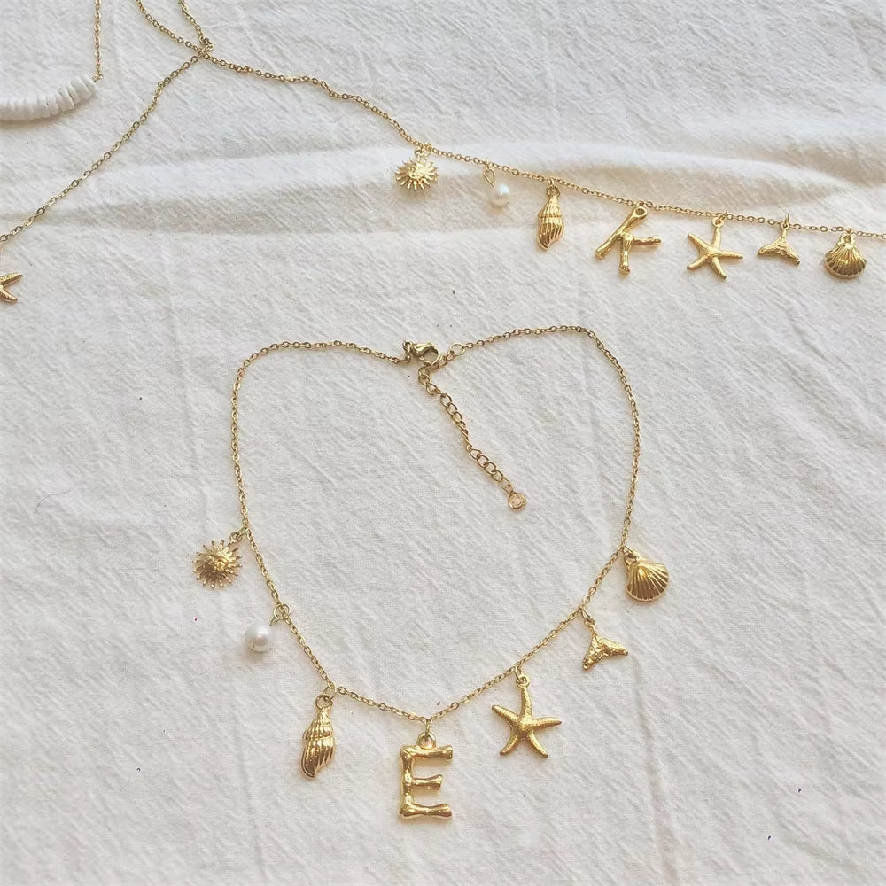 Surfer Girl Necklace With Letter Of Your Choice
