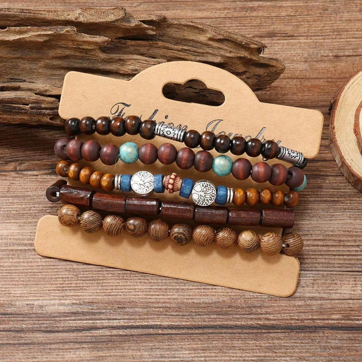 Beach Wood Bracelets and (5pcs)