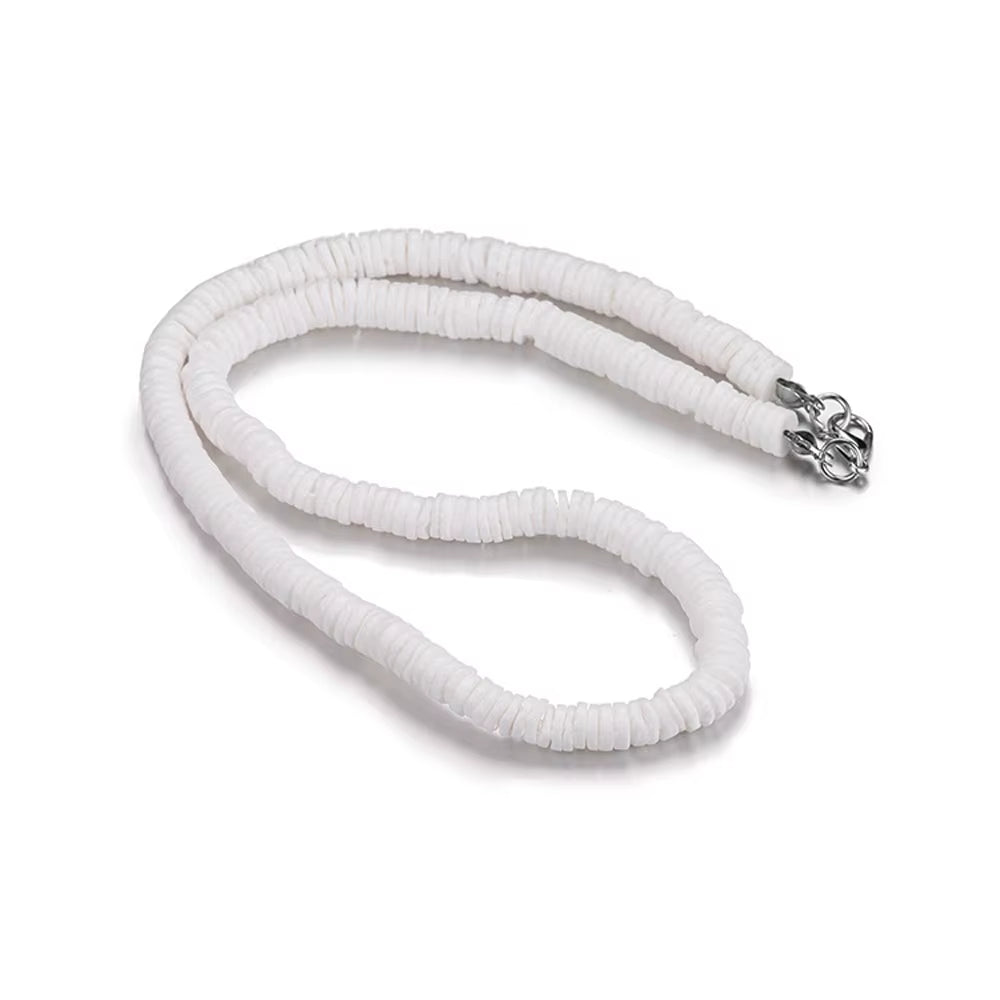Boho Shell Necklaces, Puka Shell Necklace for Men Women Seashell Choker Necklace Smooth Shell Chip Summer Beach Necklace