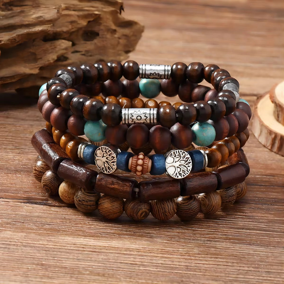 Beach Wood Bracelets and (5pcs)