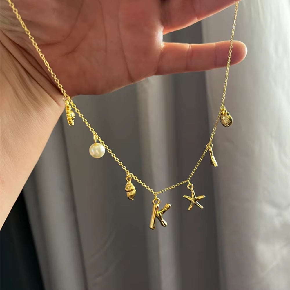 Surfer Girl Necklace With Letter Of Your Choice