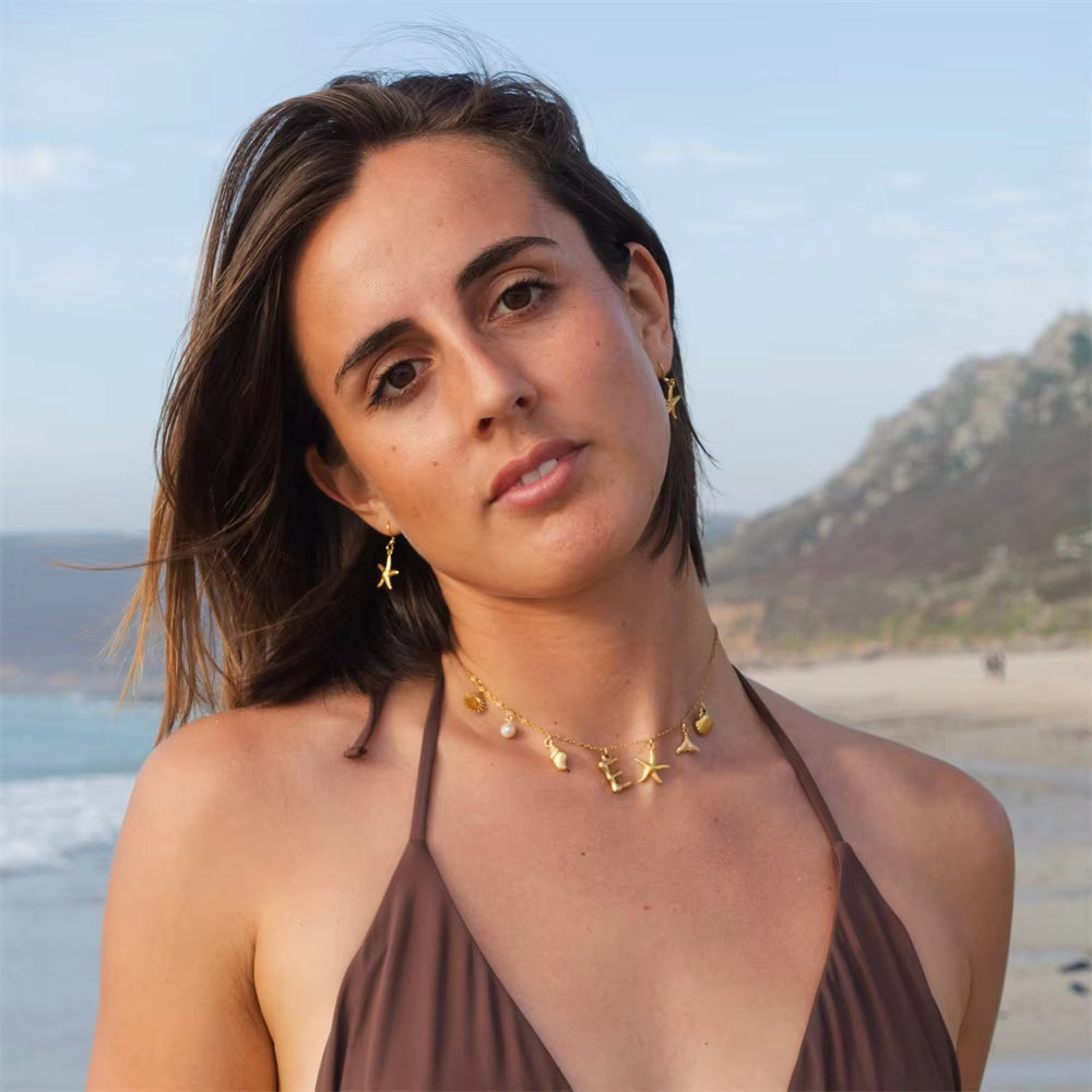 Surfer Girl Necklace With Letter Of Your Choice