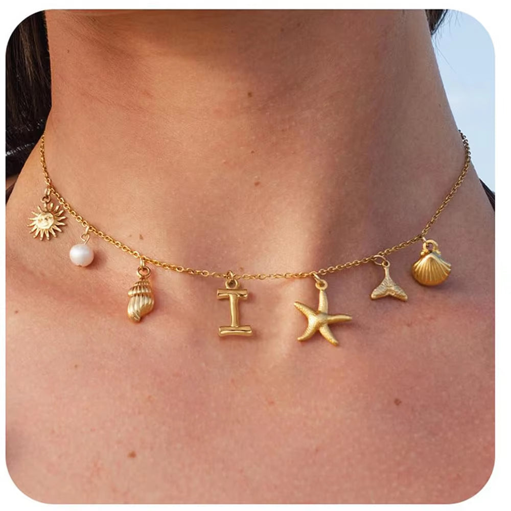Surfer Girl Necklace With Letter Of Your Choice