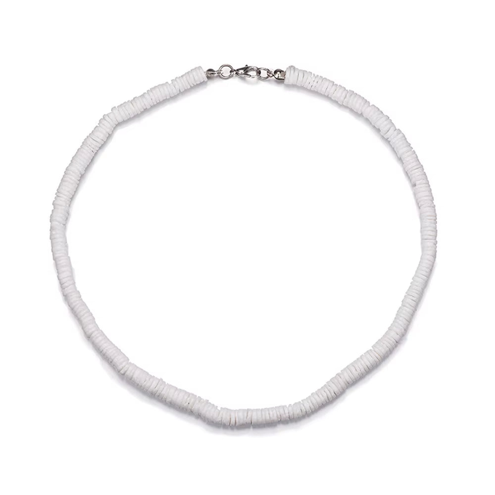 Boho Shell Necklaces, Puka Shell Necklace for Men Women Seashell Choker Necklace Smooth Shell Chip Summer Beach Necklace