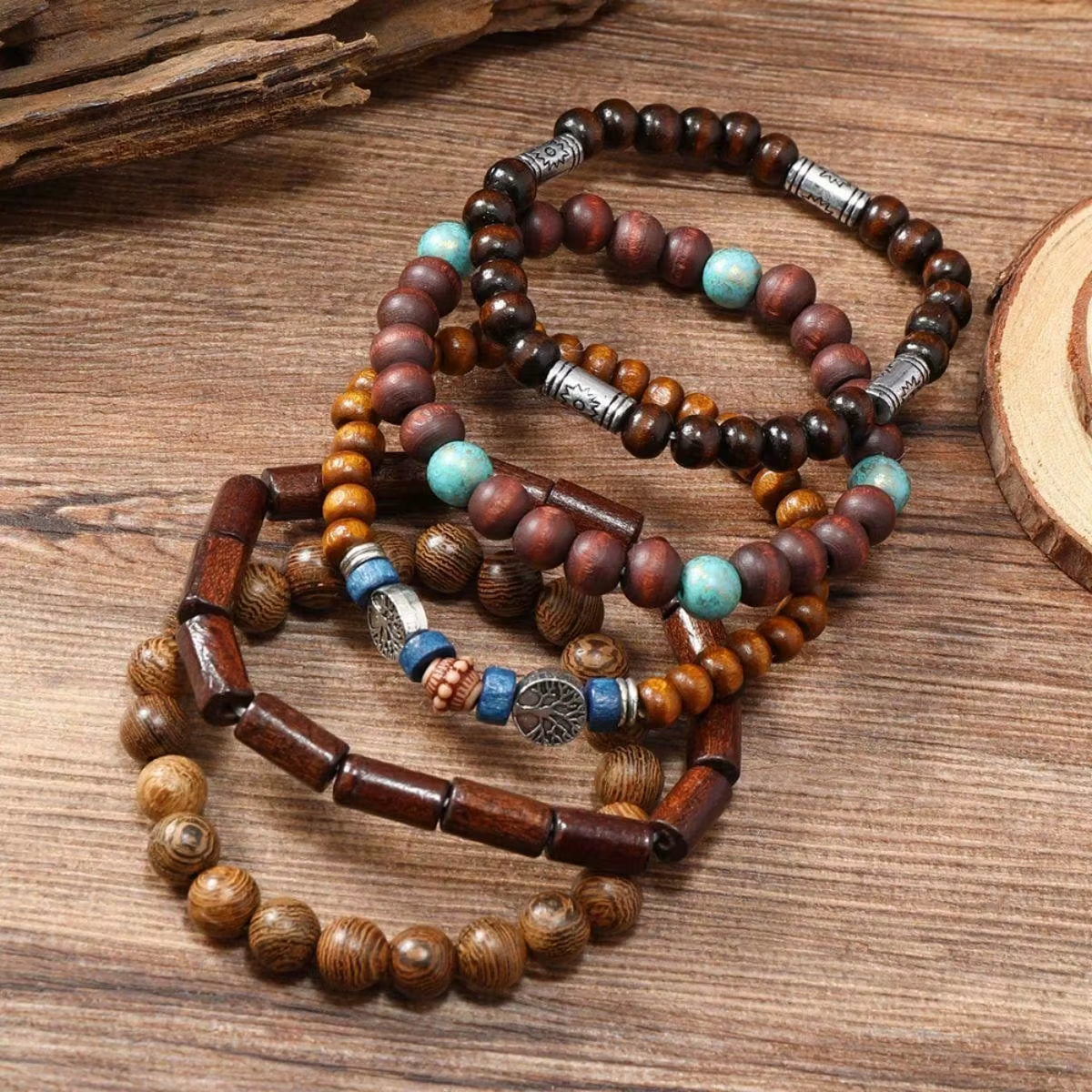 Beach Wood Bracelets and (5pcs)