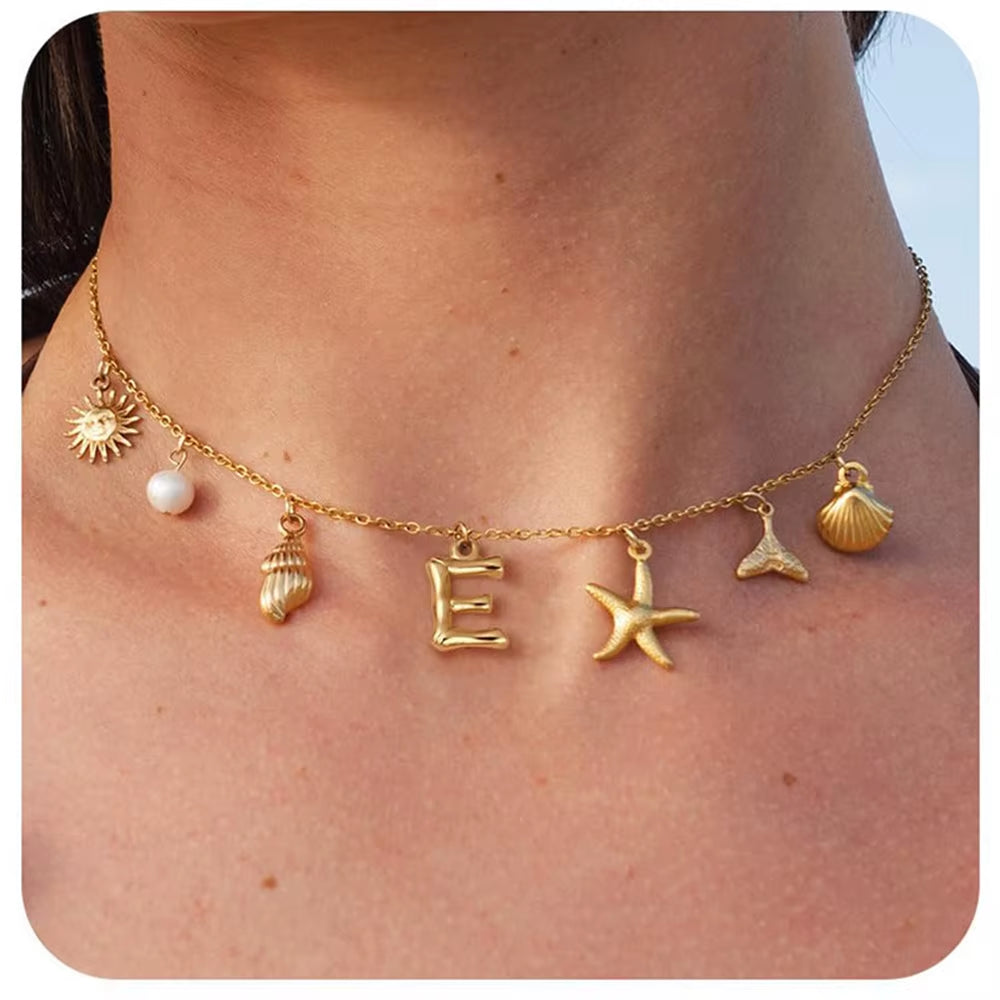 Surfer Girl Necklace With Letter Of Your Choice