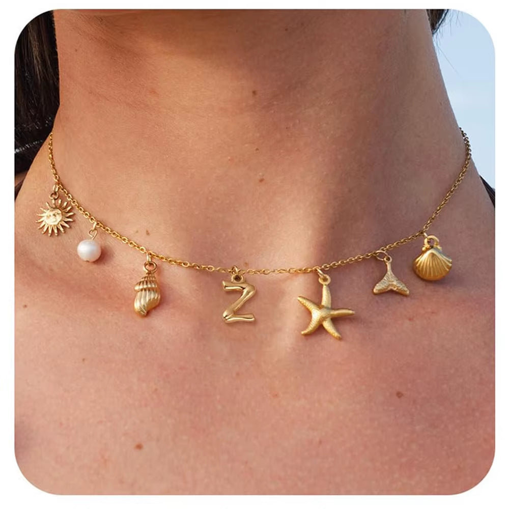 Surfer Girl Necklace With Letter Of Your Choice