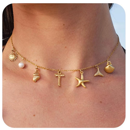 Surfer Girl Necklace With Letter Of Your Choice